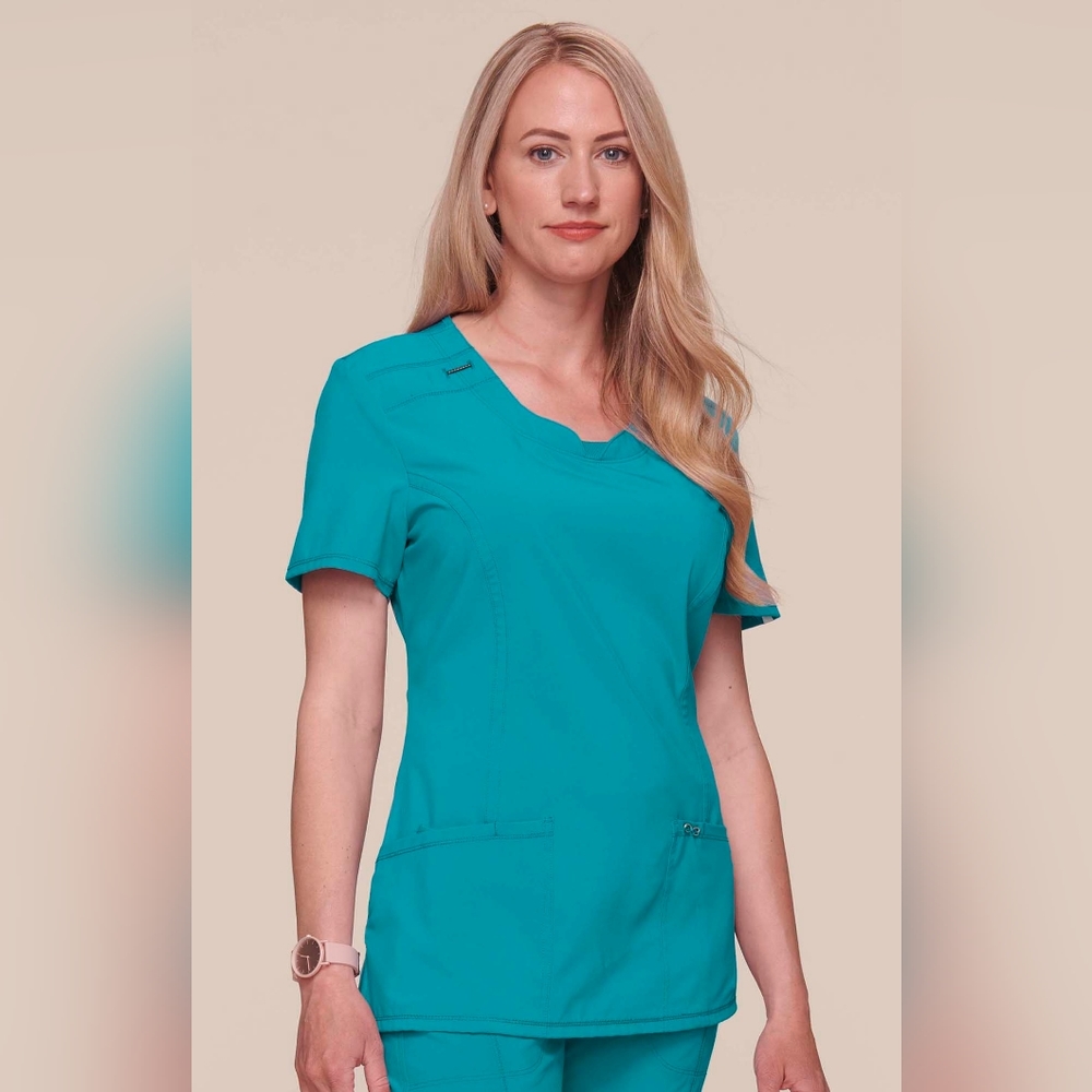 4 left! Cherokee Infinity Scrubs Round Neck Top Size 3X in TEAL